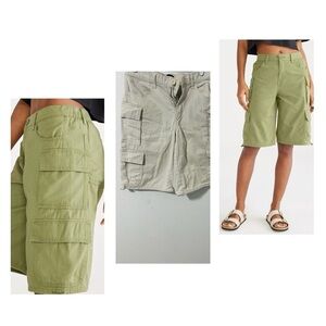 Aeropostale Women's Small Khaki Cargo Shorts Cinch Hems Relaxed Fit EUC